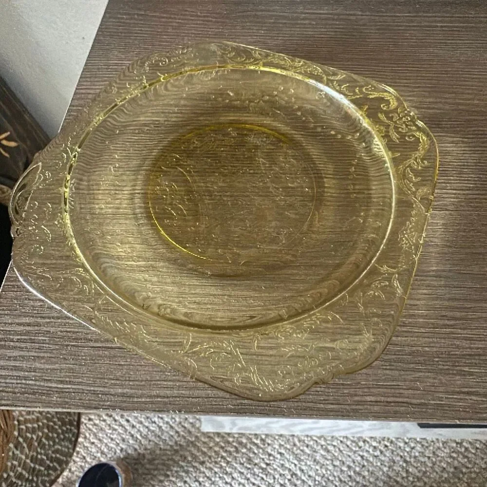 Vintage Federal Glass Yellow Depression Glass Creamer & saucer vintage glass